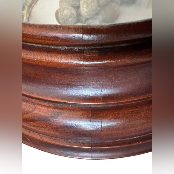 Antique Victorian Oval Mahogany Shadow Box Frame w/Faux Fruit Under Wavy Glass - Picture 12 of 12